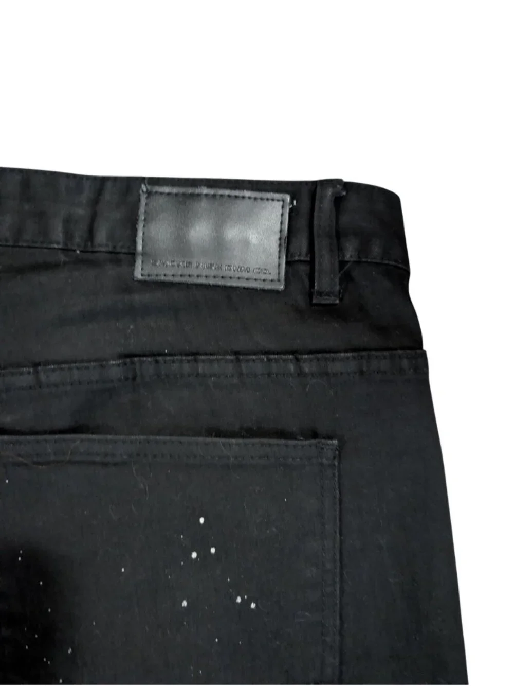 Smoke Rise Men's Jeans 48x32 Black Distressed Paint Splatter Moto Biker Stretch